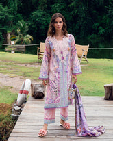 Back and sleeves view of Lilac Dust lawn suit by Roheenaz